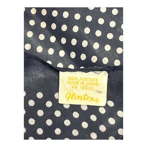 Vintage Glentex Navy Blue Polka Dot Scarf – 100% Acetate – Made in Japan - READ - Picture 2 of 3